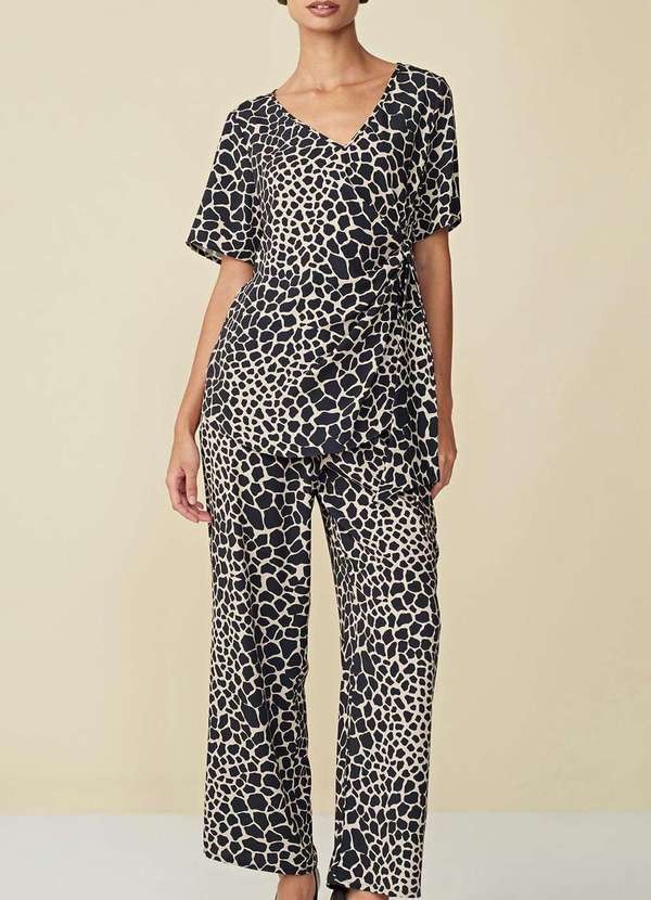 Maria.valentina - Calca Maria.Valentina Reta Cós Elástico Bolso Faca Bege Bege