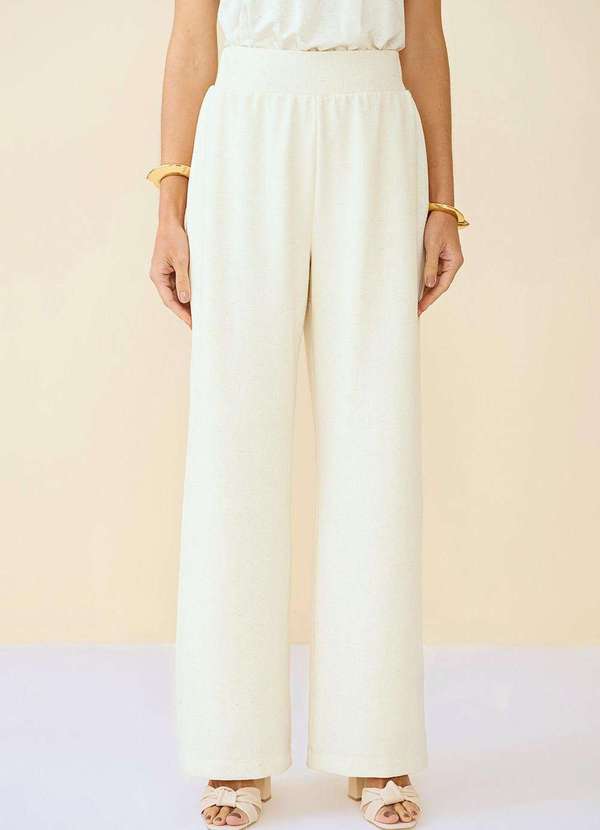 Maria.valentina - Calça Maria.Valentina Reta Cós Elástico Básica Bege Bege