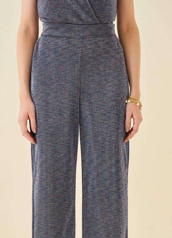 Maria.valentina - Calça Maria.Valentina Reta Cós Elástico com Brilho Preto Preto 3