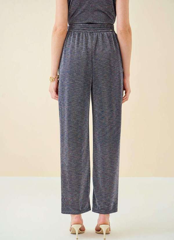 Maria.valentina - Calça Maria.Valentina Reta Cós Elástico com Brilho Preto Preto 4