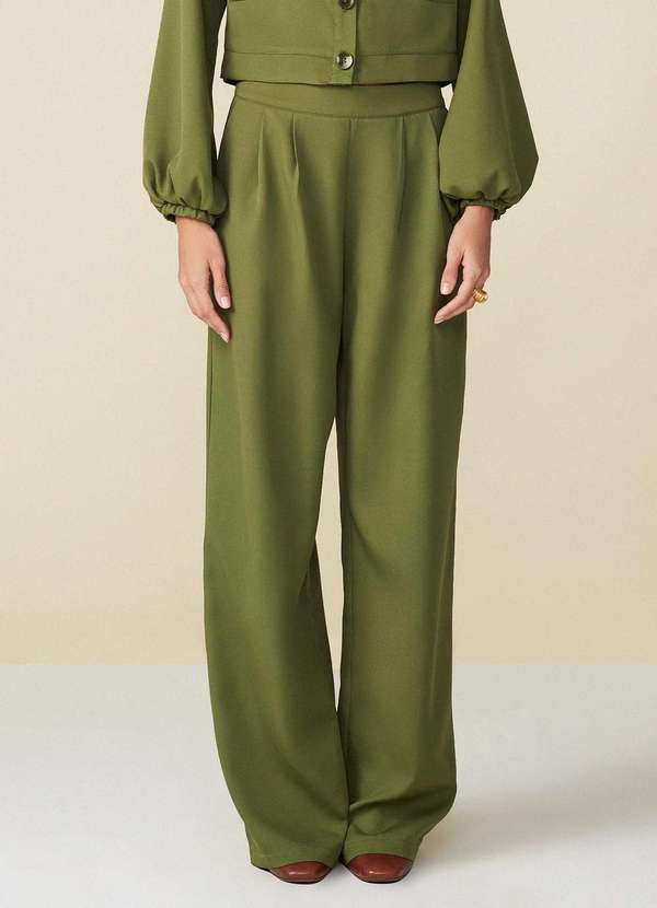 Maria.valentina - Calça Maria.Valentina Reta Cós Intermediário com Pence Verde Verde 2