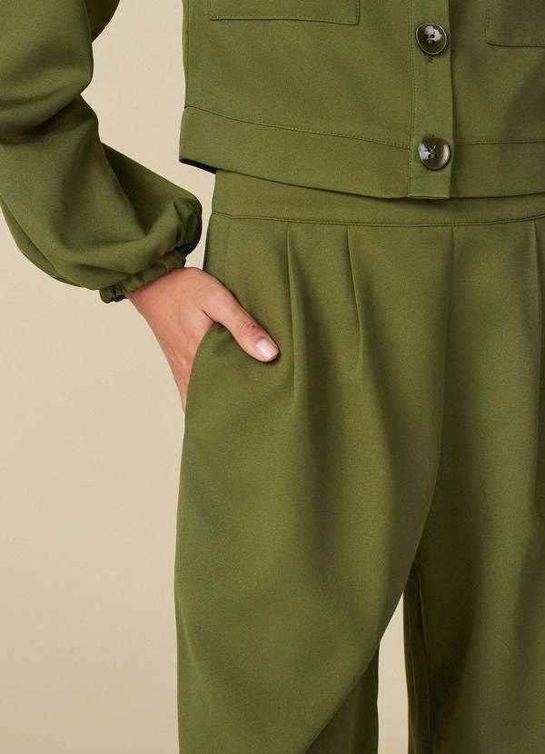 Maria.valentina - Calça Maria.Valentina Reta Cós Intermediário com Pence Verde Verde 3