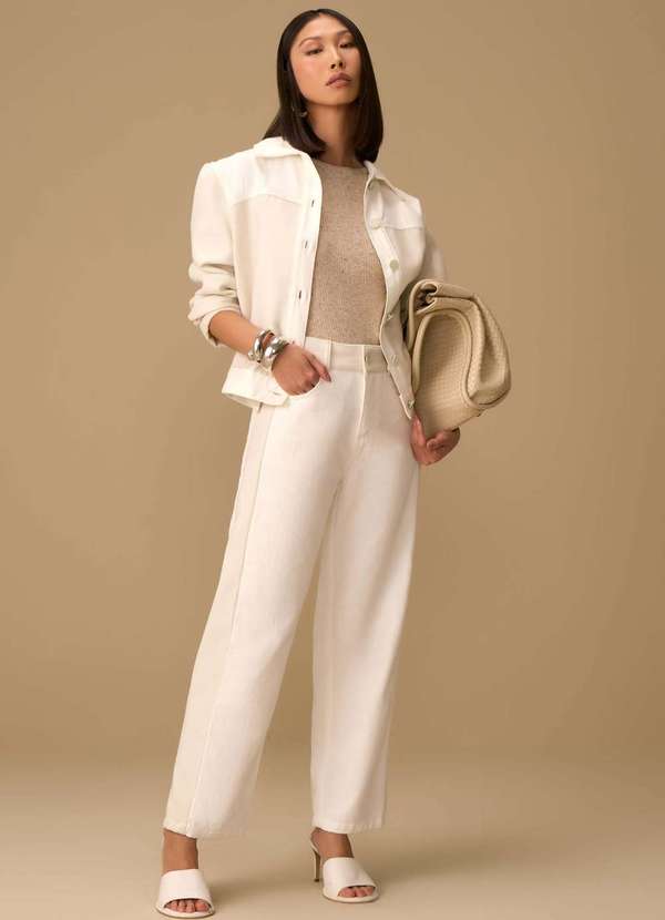 Maria.valentina - Calça Maria.Valentina Reta Média Off White Branco 2