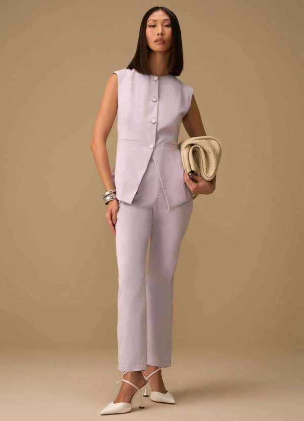 Maria.valentina - Calça Maria.Valentina Skinny Alta Lilas Rosa