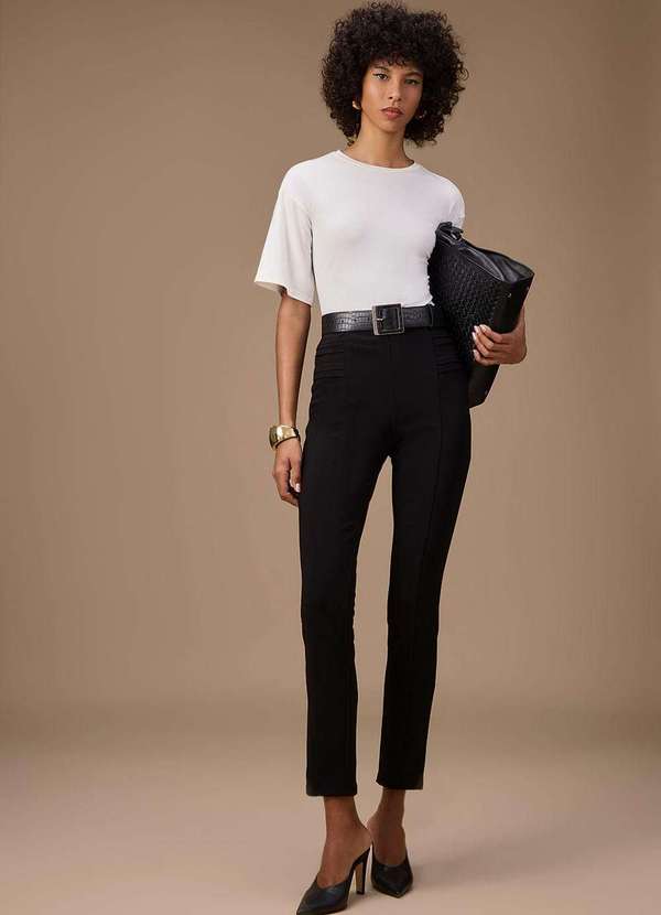 Maria.valentina - Calça Maria.Valentina Skinny Alta Preto Preto