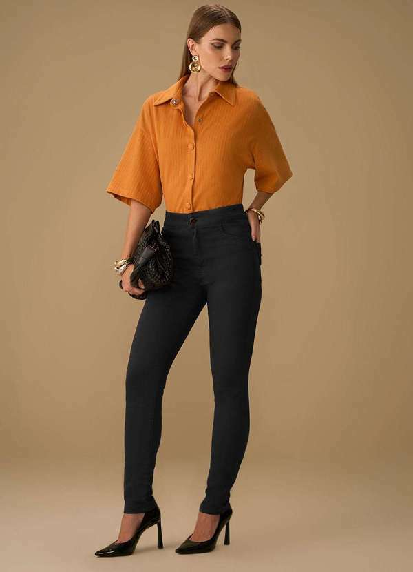 Maria.valentina - Calça Maria.Valentina Skinny Alta Preto Preto