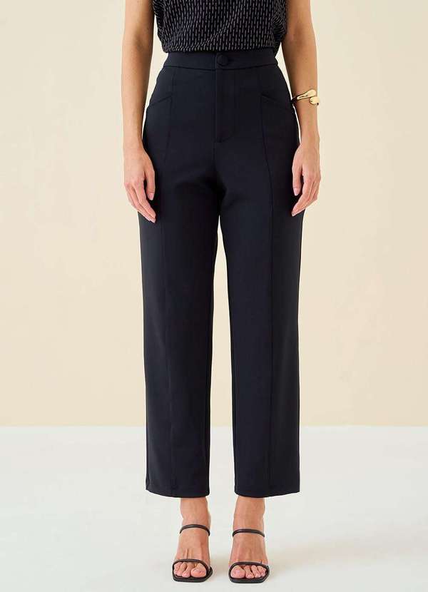 Maria.valentina - Calça Maria.Valentina Skinny Cós Alto com Recorte Preto Preto 2