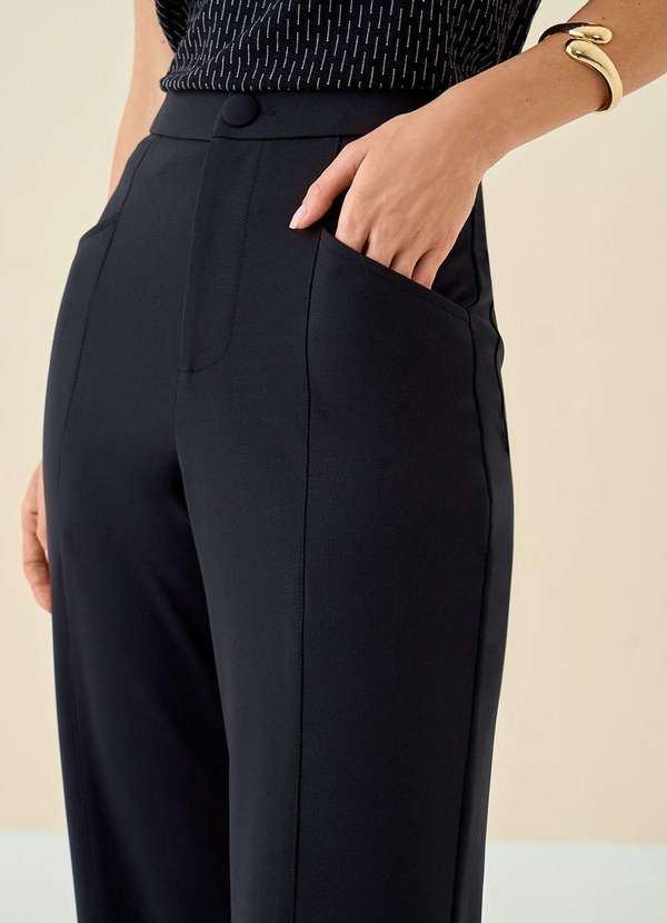 Maria.valentina - Calça Maria.Valentina Skinny Cós Alto com Recorte Preto Preto 3