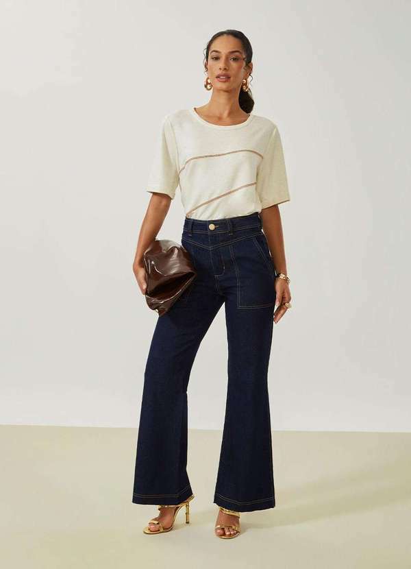 Maria.valentina - Calça Maria.Valentina Wide Alta Azul Azul
