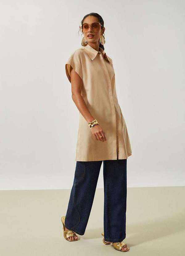 Maria.valentina - Calça Maria.Valentina Wide Alta Azul Azul