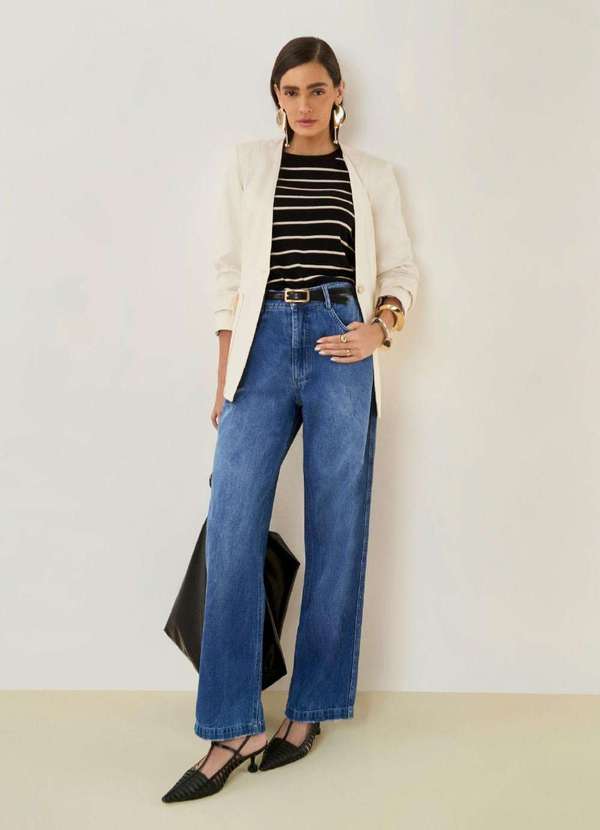 Maria.valentina - Calça Maria.Valentina Wide Alta Azul Azul