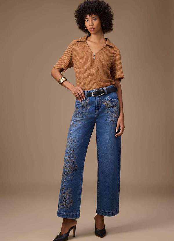 Maria.valentina - Calça Maria.Valentina Wide Média Azul Azul 2