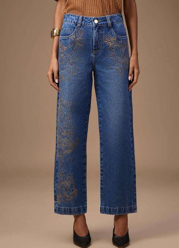 Maria.valentina - Calça Maria.Valentina Wide Média Azul Azul 4