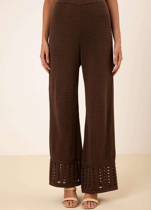 Maria.valentina - Calça Maria.Valentina Wide Média Marrom Marrom