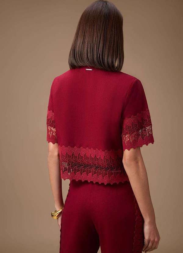 Maria.valentina - Camisa Maria.Valentina Ajustada Gola Tradicional Manga Curta Padr Vermelho 3