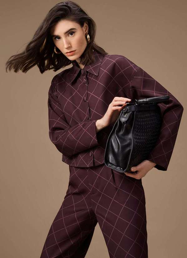 Maria.valentina - Camisa Maria.Valentina Ajustada Polo Manga Longa Padrão Marrom Marrom