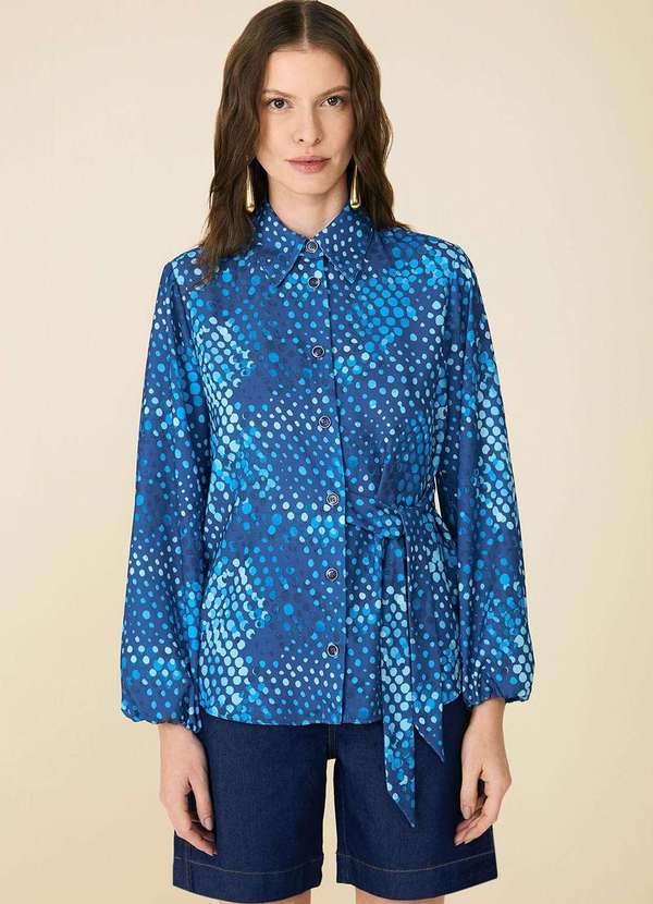 Maria.valentina - Camisa Maria.Valentina Manga Longa com Amarração Azul Azul 2