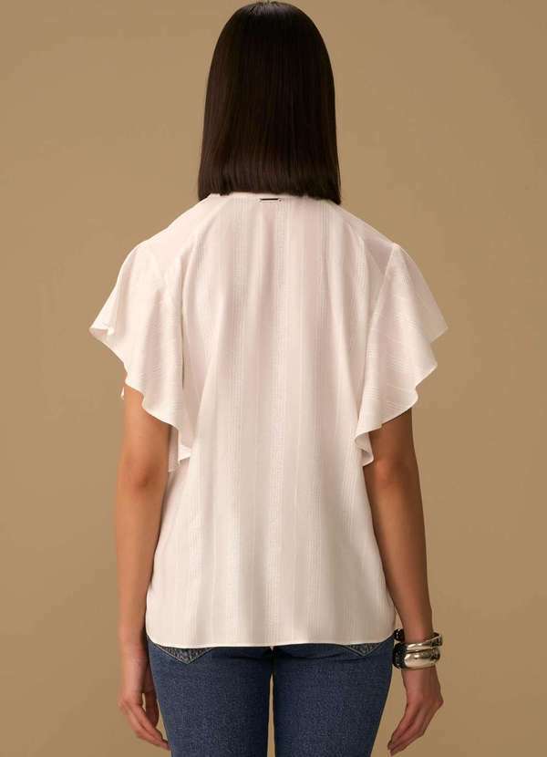 Maria.valentina - Camisa Maria.Valentina Solta Gola Padre Manga Curta Padrão Off Wh Branco 4