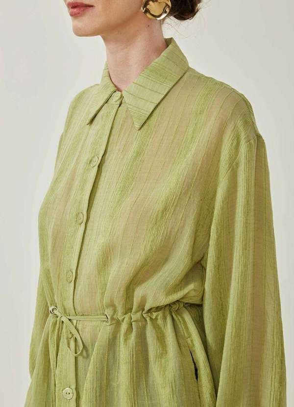 Maria.valentina - Camisa Maria.Valentina Solta Gola Tradicional Manga Longa Alongad Verde