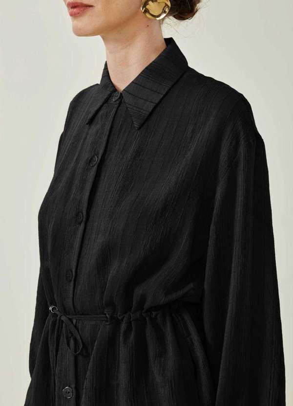 Maria.valentina - Camisa Maria.Valentina Solta Gola Tradicional Manga Longa Alongad Preto 3