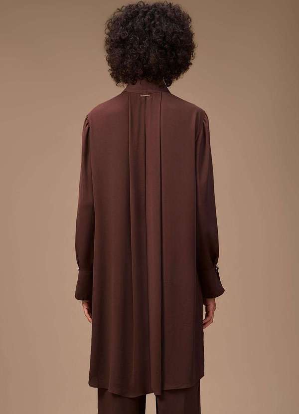 Maria.valentina - Camisa Maria.Valentina Solta Polo Manga Longa Padrão Marrom Marrom 4