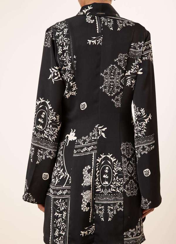 Maria.valentina - Blazer Maria.Valentina Ajustado Manga Longa Alongado Preto Preto 2