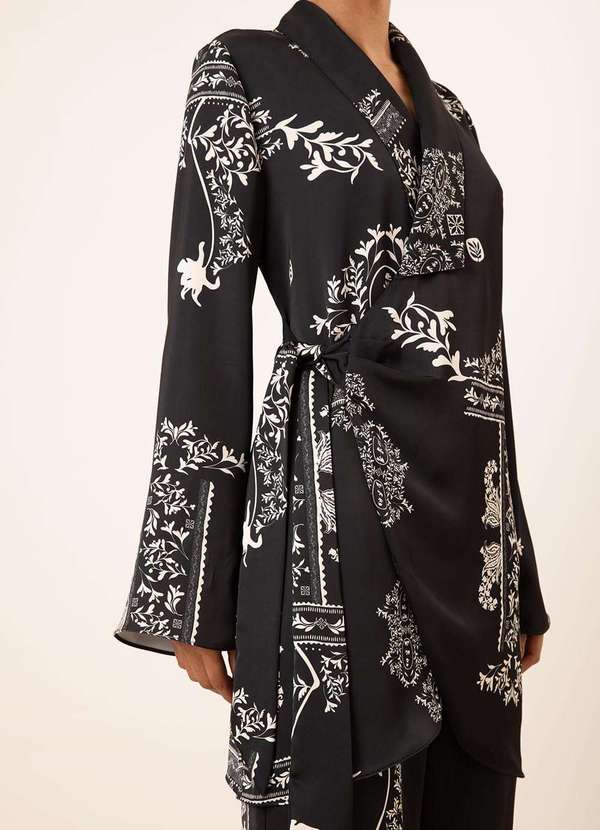 Maria.valentina - Blazer Maria.Valentina Ajustado Manga Longa Alongado Preto Preto 4