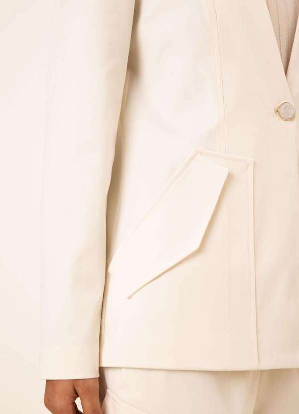 Maria.valentina - Blazer Maria.Valentina Ajustado Manga Longa Padrão Off White Branco
