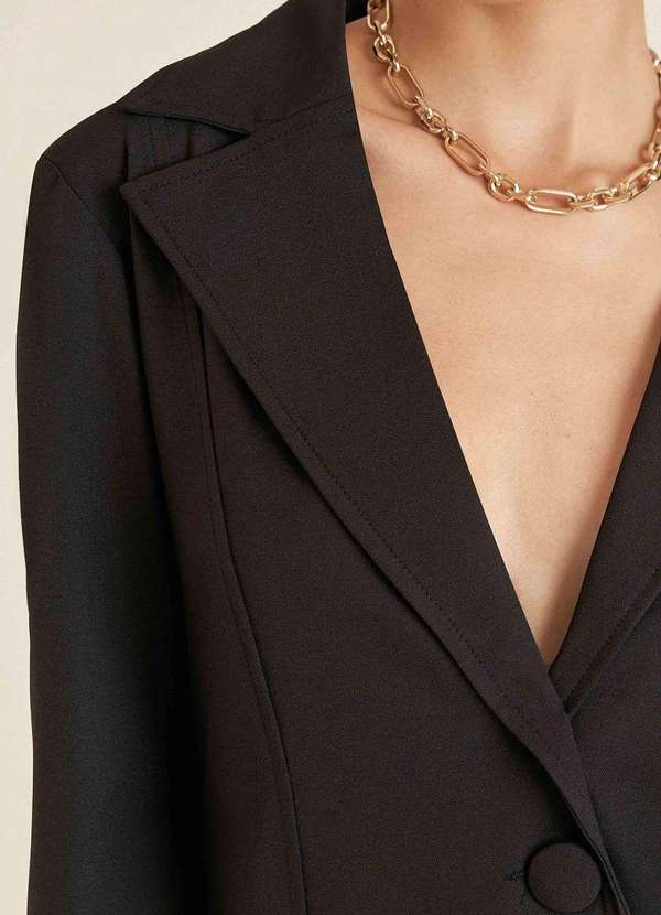 Maria.valentina - Blazer Maria.Valentina com Lapela Preto Preto 3