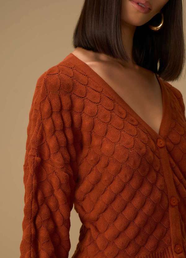 Maria.valentina - Cardigan Maria.Valentina Tricot Básico Marrom Marrom 3