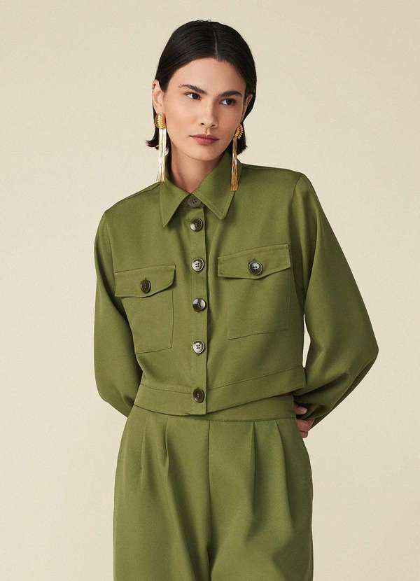 Maria.valentina - Jaqueta Maria.Valentina Cropped Detalhe Botões Verde Verde