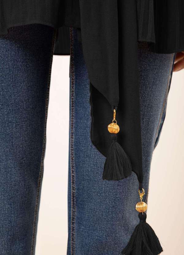 Maria.valentina - Kimono Maria.Valentina Solto Manga Curta Alongado Preto Preto