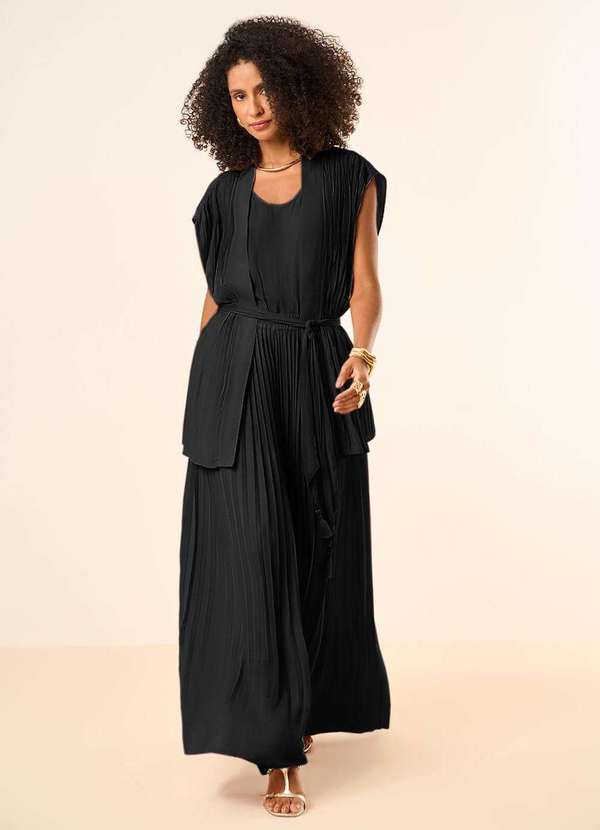 Maria.valentina - Kimono Maria.Valentina Solto Manga Curta Alongado Preto Preto 3