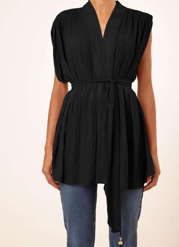 Maria.valentina - Kimono Maria.Valentina Solto Manga Curta Alongado Preto Preto 4