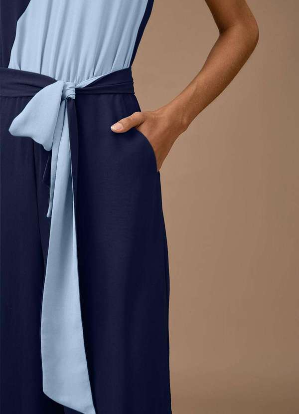 Maria.valentina - Macacão Maria.Valentina Ajustado Decote Careca sem Manga Longo Az Azul 3