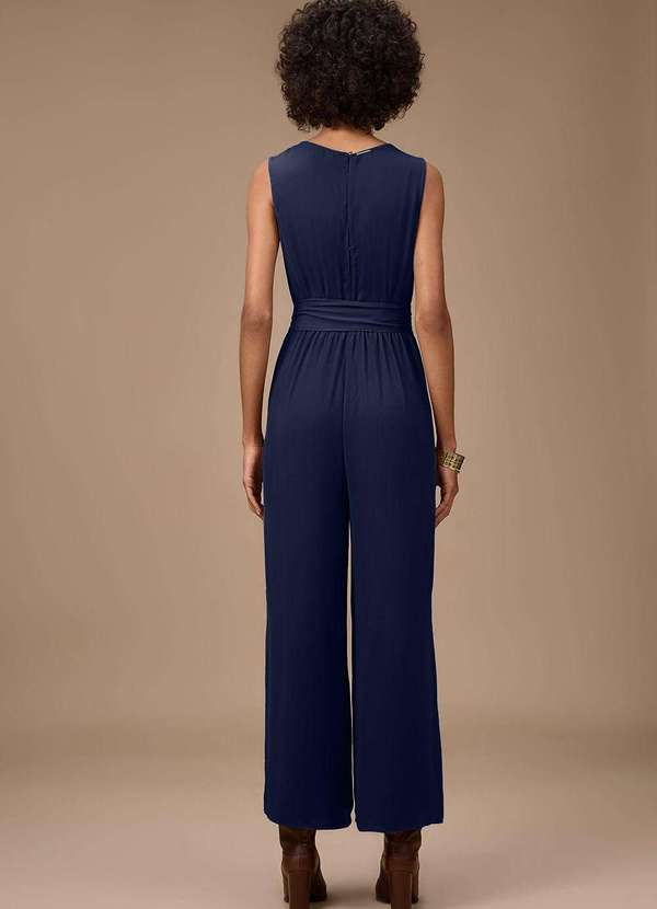 Maria.valentina - Macacão Maria.Valentina Ajustado Decote Careca sem Manga Longo Az Azul 4