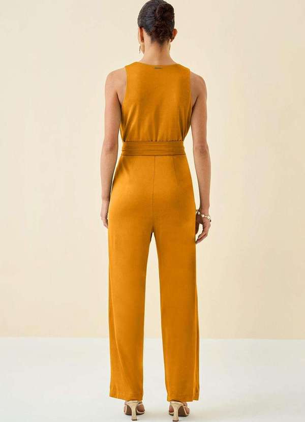 Maria.valentina - Macacão Maria.Valentina Ajustado Decote Transpassado sem Manga Lo Amarelo 4