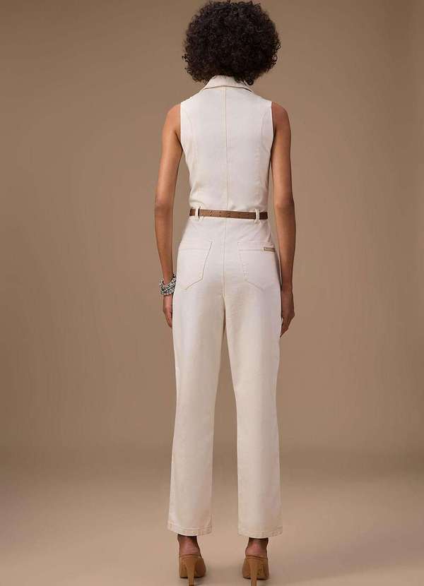 Maria.valentina - Macacão Maria.Valentina Ajustado Polo sem Manga Longo Off White Branco