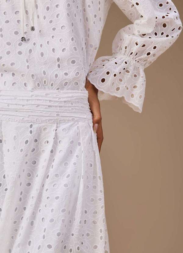 Maria.valentina - Saia Maria.Valentina Evasê Alta Midi Branco Branco 3