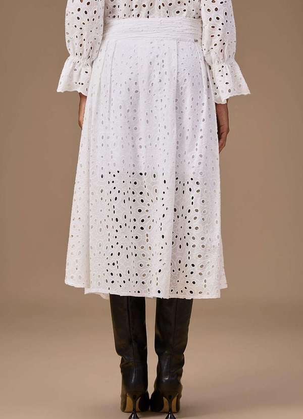 Maria.valentina - Saia Maria.Valentina Evasê Alta Midi Branco Branco 4