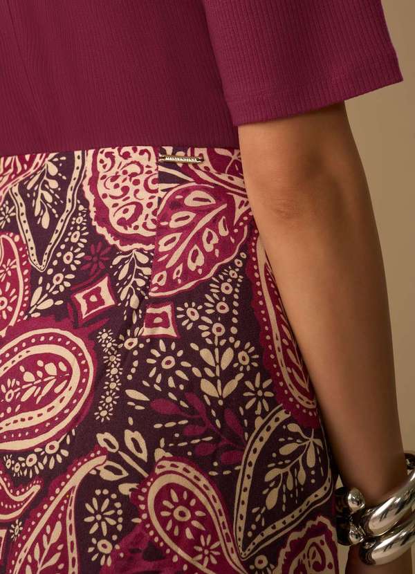 Maria.valentina - Saia Maria.Valentina Evasê Alta Midi Bordo Vermelho