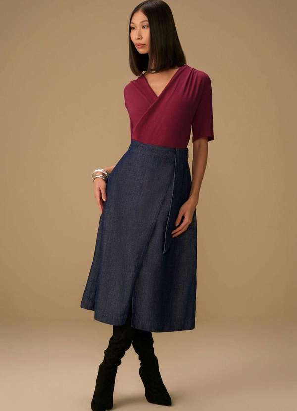 Maria.valentina - Saia Maria.Valentina Evasê Alta Midi Azul Azul