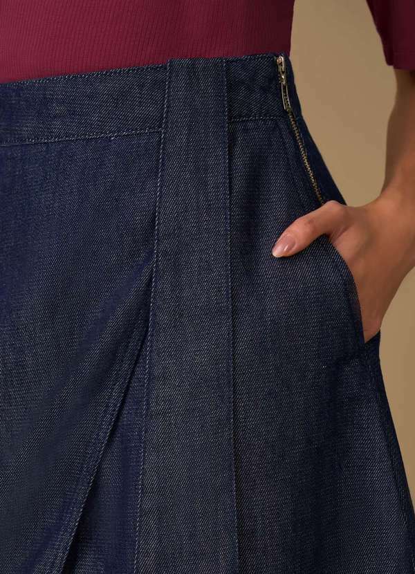 Maria.valentina - Saia Maria.Valentina Evasê Alta Midi Azul Azul 3