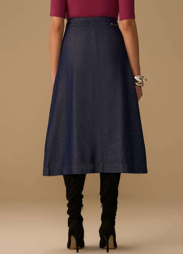 Maria.valentina - Saia Maria.Valentina Evasê Alta Midi Azul Azul 4
