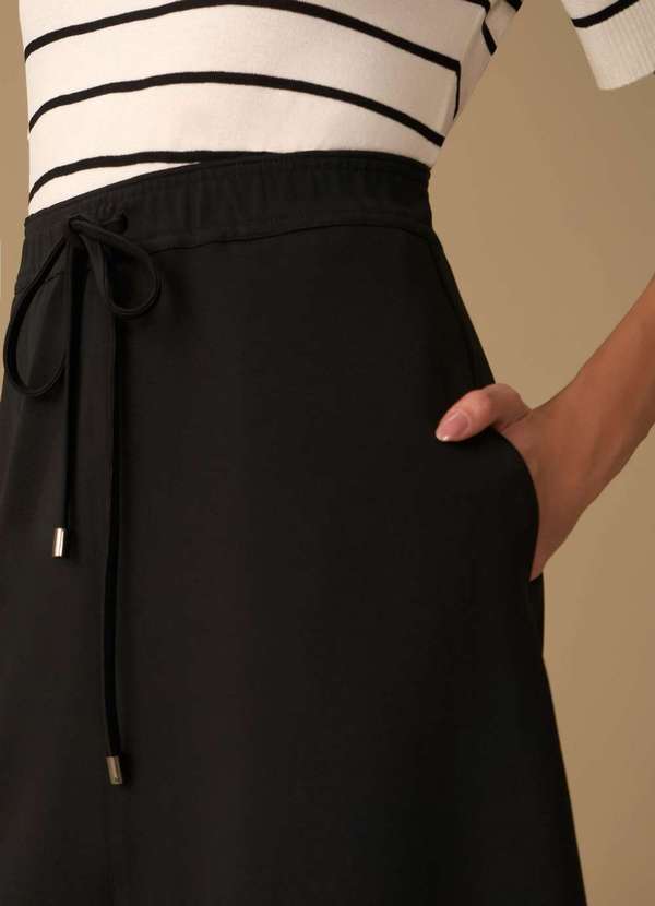 Maria.valentina - Saia Maria.Valentina Evasê Alta Midi Preto Preto