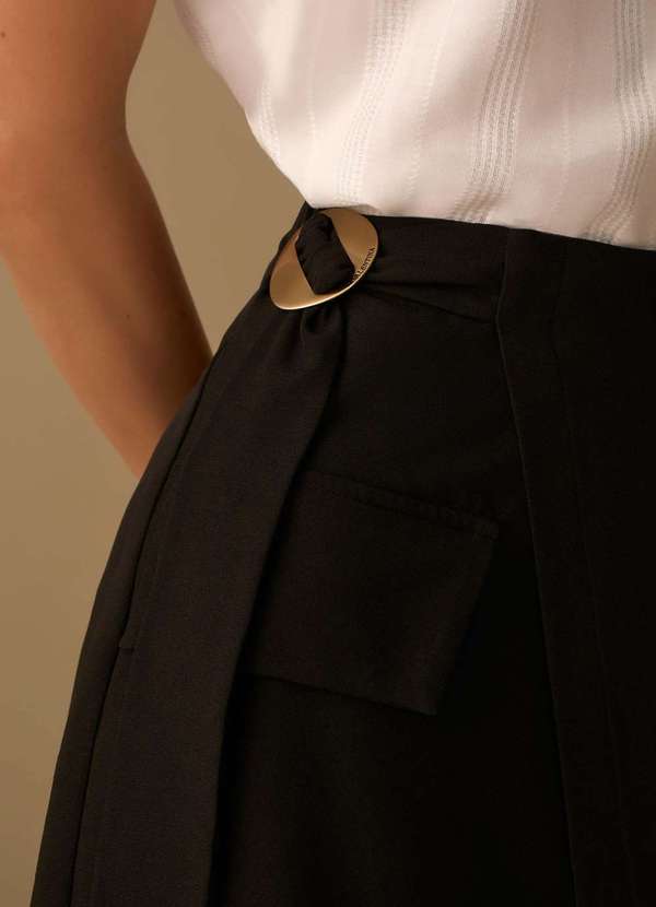 Maria.valentina - Saia Maria.Valentina Evasê Alta Midi Preto Preto 3