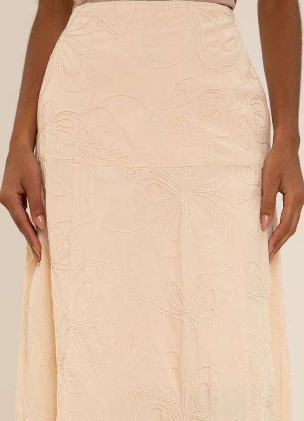 Maria.valentina - Saia Maria.Valentina Evasê Alta Midi Bege Bege 3