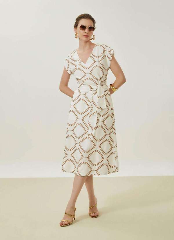 Maria.valentina - Saia Maria.Valentina Evasê Alta Midi Off White Branco