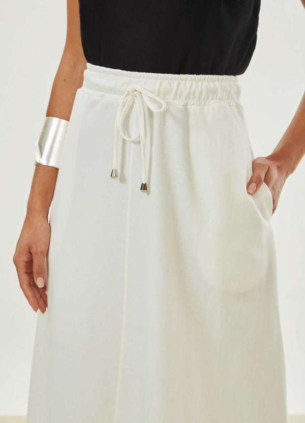 Maria.valentina - Saia Maria.Valentina Evasê Alta Midi Off White Branco 3