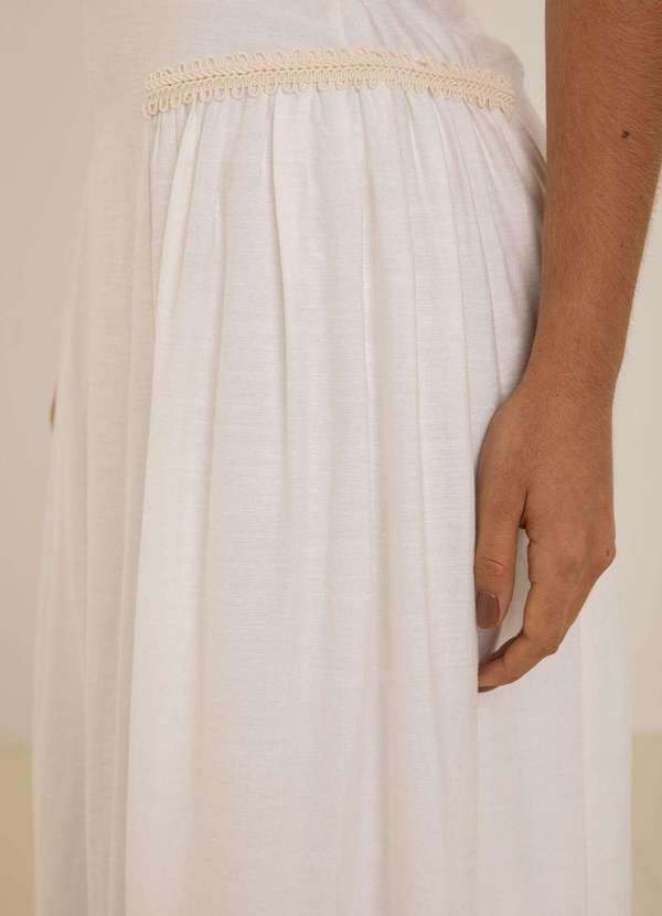 Maria.valentina - Saia Maria.Valentina Evasê Alta Midi Off White Branco 2